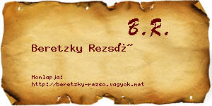 Beretzky Rezső névjegykártya